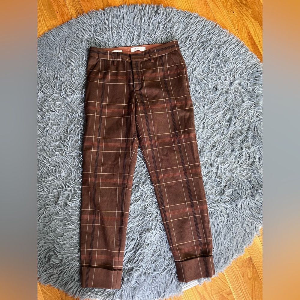 Closed Heritage Stewart Brown Plaid Wool High Rise Straight Pants Size 26